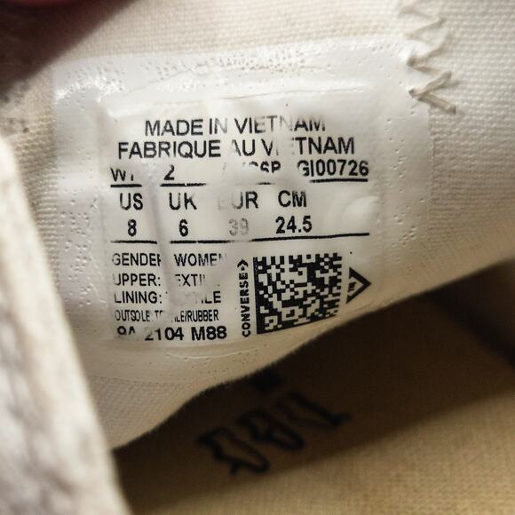 Converse Women’s Chuck Taylor All Star White Canvas Grunge Skaterstyle Size 8 - Picture 7 of 8